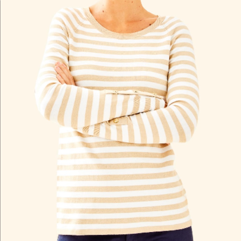 Lilly Pulitzer Dinah Crewneck Sweater gold/white